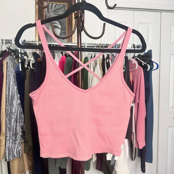 VUORI Women's Rib Crop Tank size large PINK NEW WITH TAGS - Picture 5 of 7